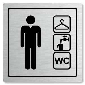 Šatna muži, wc, 100x100mm, stříbrná, Arizona